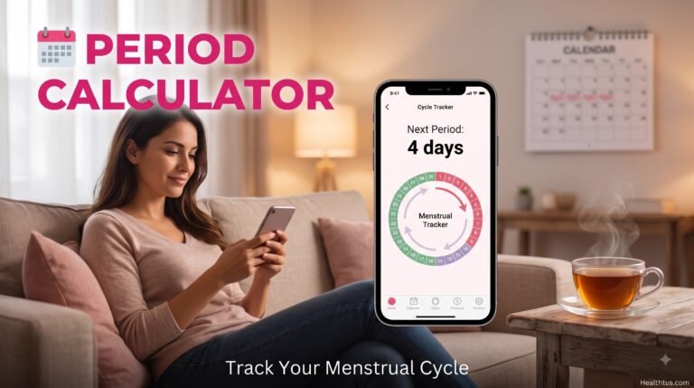 Period calculator tool showing next period date on calendar